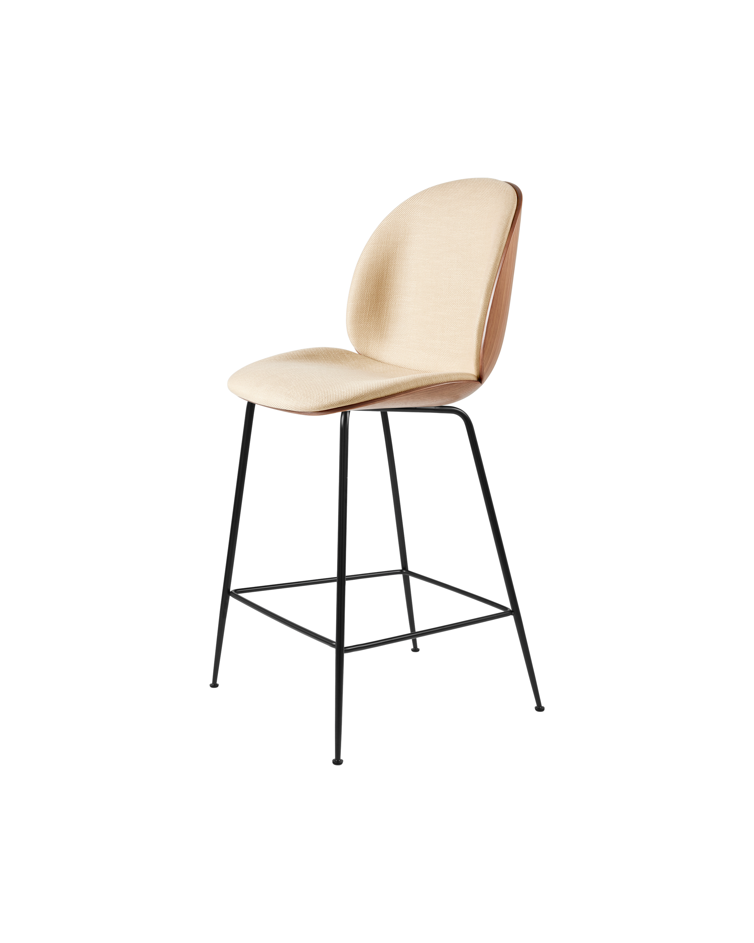 GUBI Beetle Counter Chair, 3D Veneer & Front Upholstered